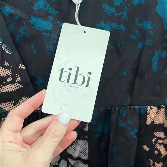 Tibi Black and Gold Abstract Mini Dress - Picture 3 of 5